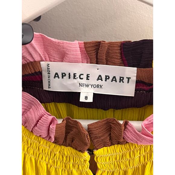 Apiece Apart La Rosa Silk Striped Panel A-Line Midi Dress Multi Women's Size 8 - Picture 6 of 11